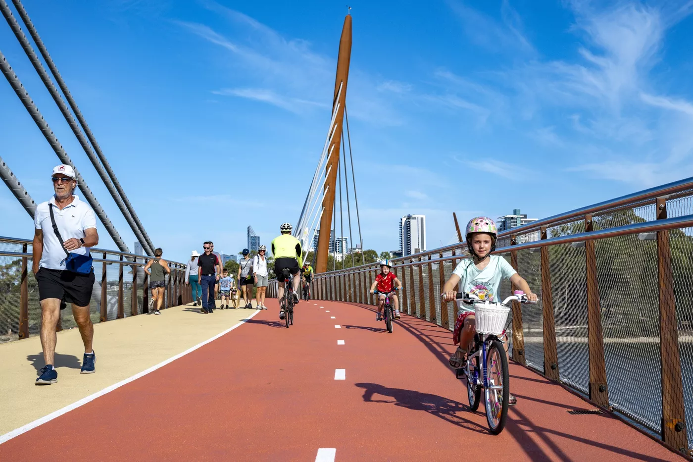 Cyclists on the Boorloo Bridge