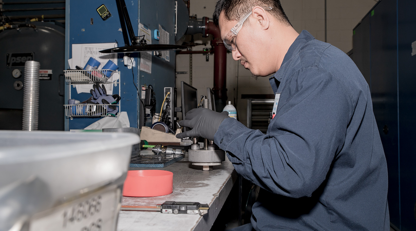 Materion employee at work bench