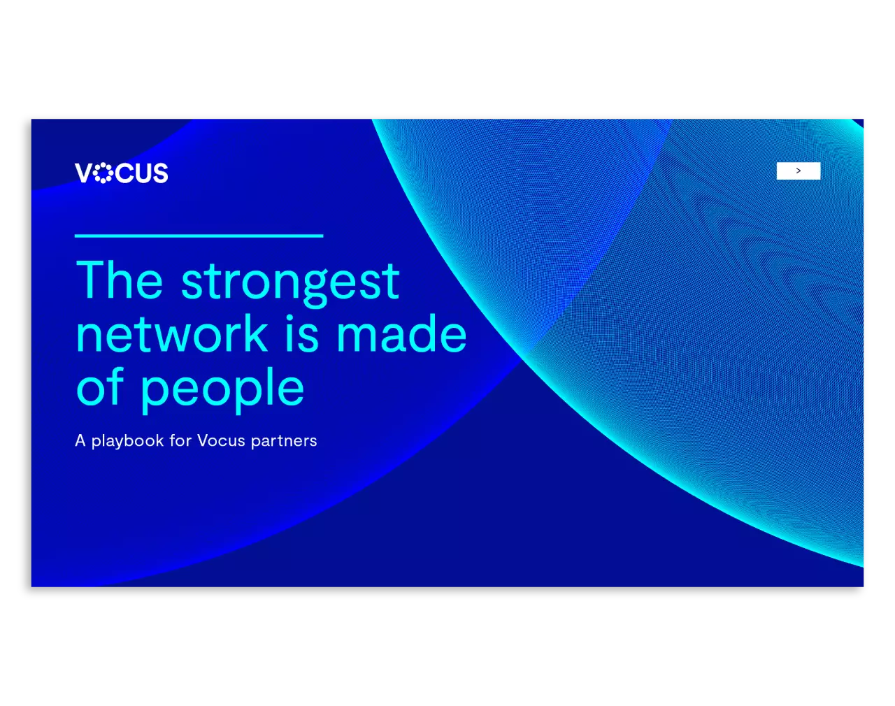 Vocus Channel Partner Playbook eBook cover titled "The strongest network is made of people".