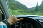 Driving Looking Over Steering Wheel