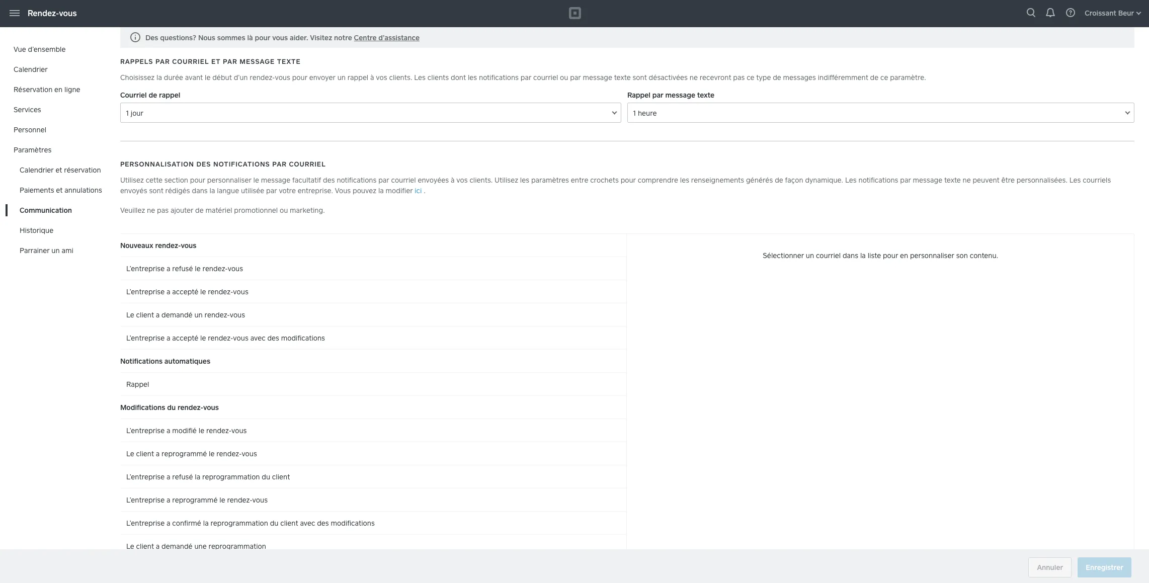 Tableau de bord Rendez-vous