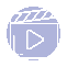 An illustrated video screen with a play symbol with a purple circle in the background.