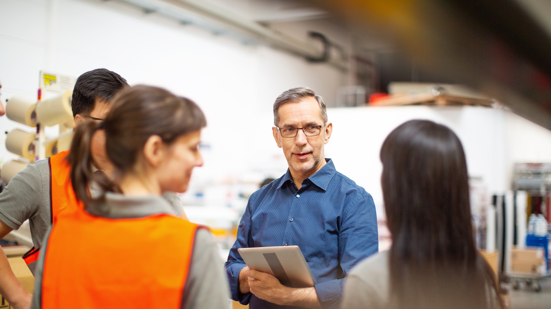 Warehouse team meeting