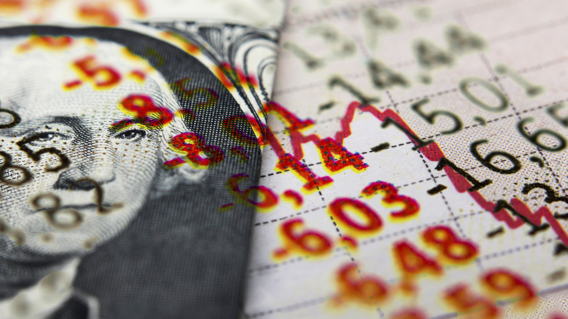 Dollar banknote & market data