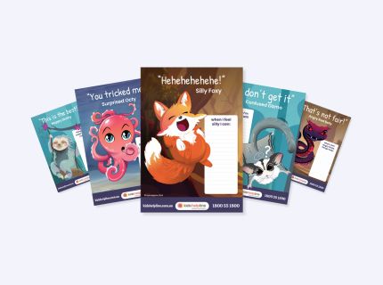 5 Mood Critters Posters next to each other