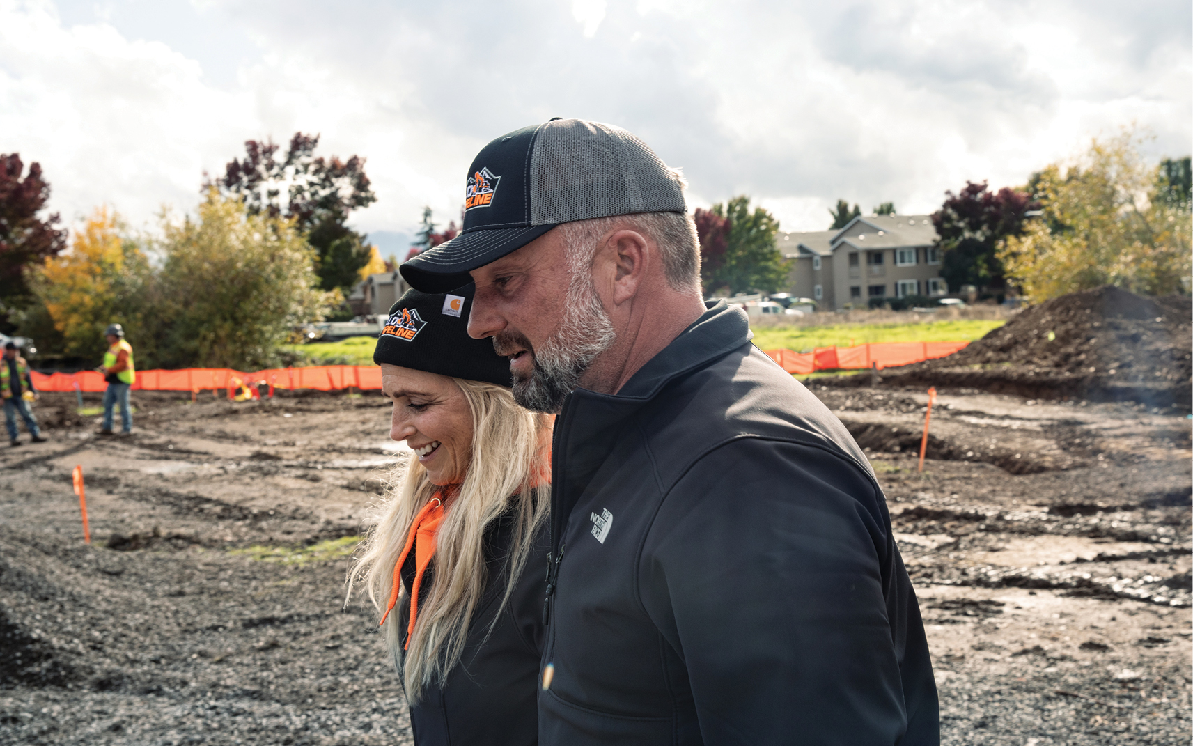 Vince and Kristie Lallo of Lallo Pipeline on a job site in Medford, Oregon.