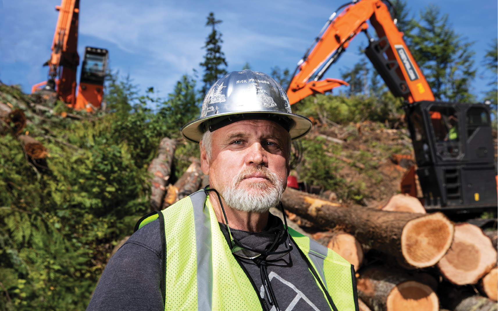 Mick McLaughlin of McLaughlin Logging at a worksite in Idaho.