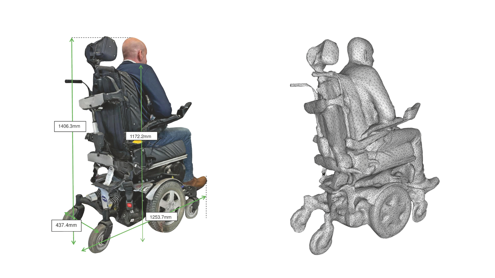 Software scan graphics of person in a wheelchair