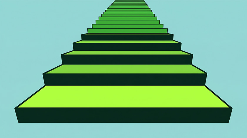 Illustration green stairs going upward