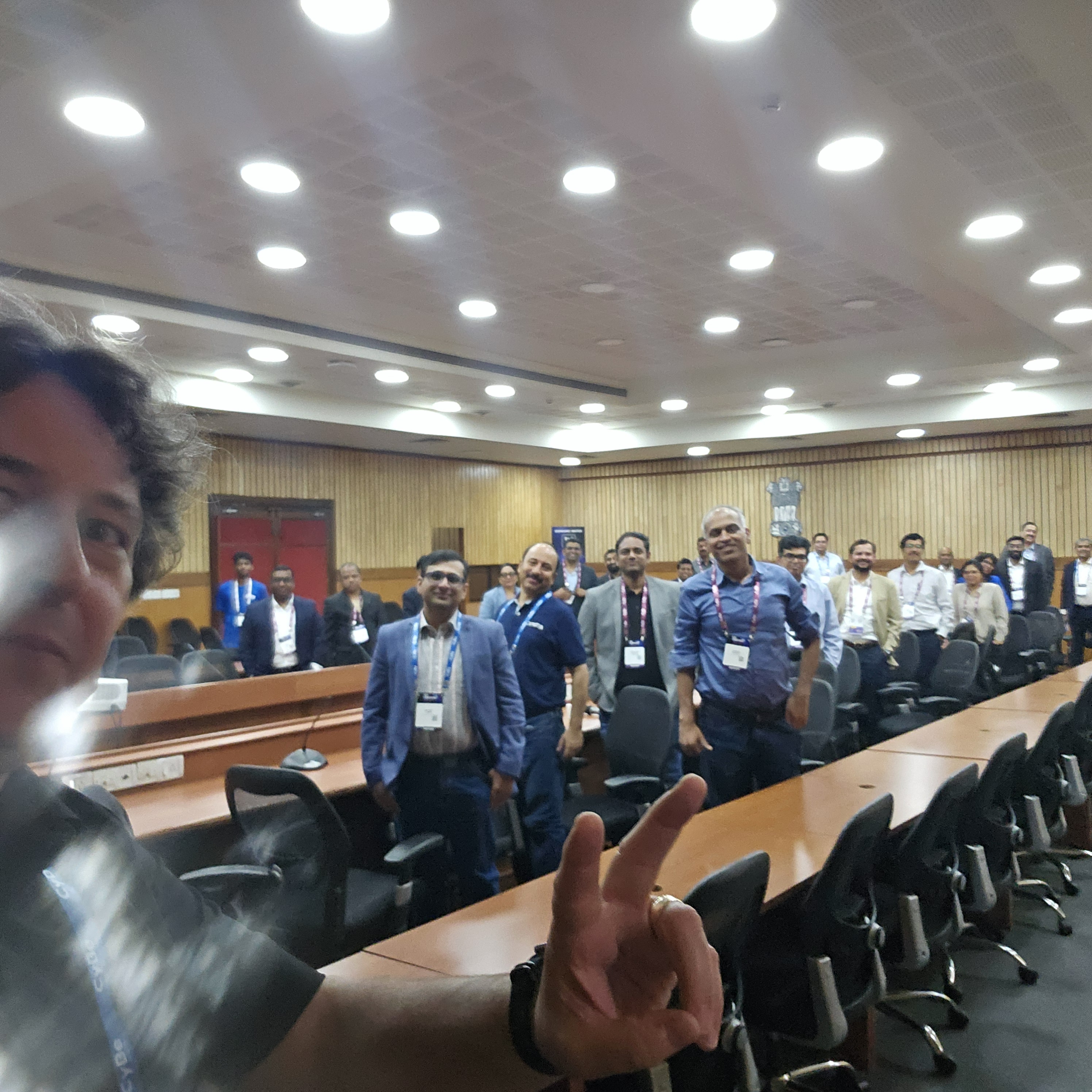 Selfie of James Stanger with group of learners