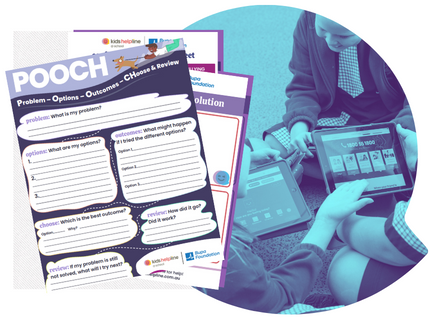 a graphic of a resource with a child on an ipad