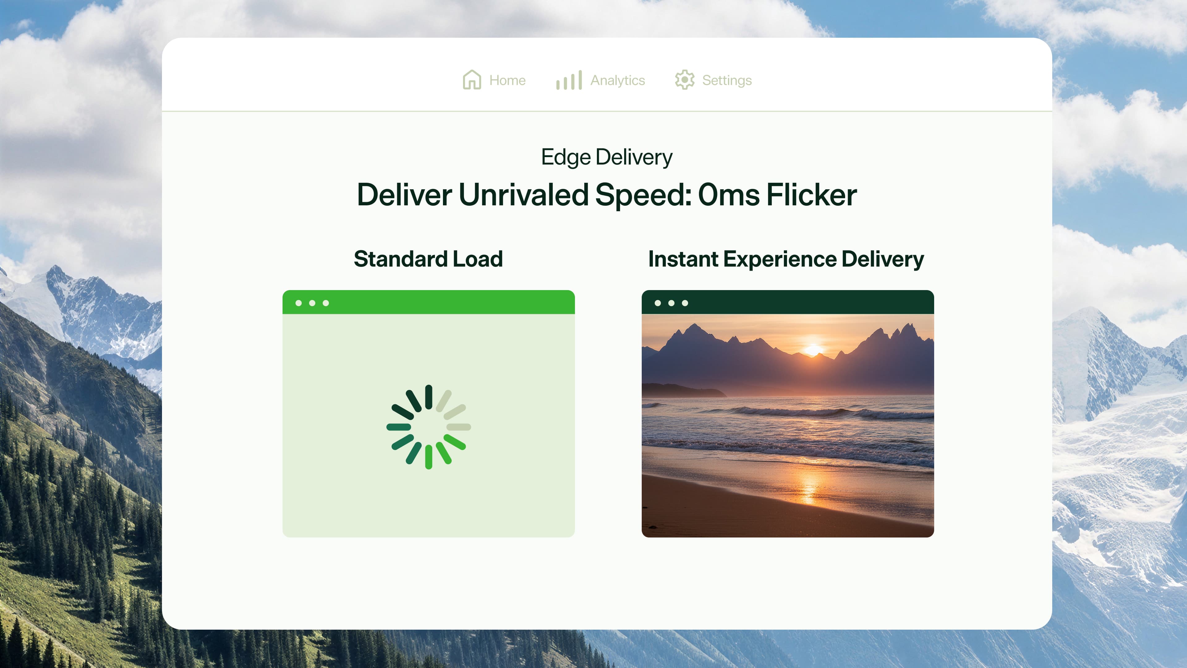 Edge Delivery feature showcasing instant experience delivery