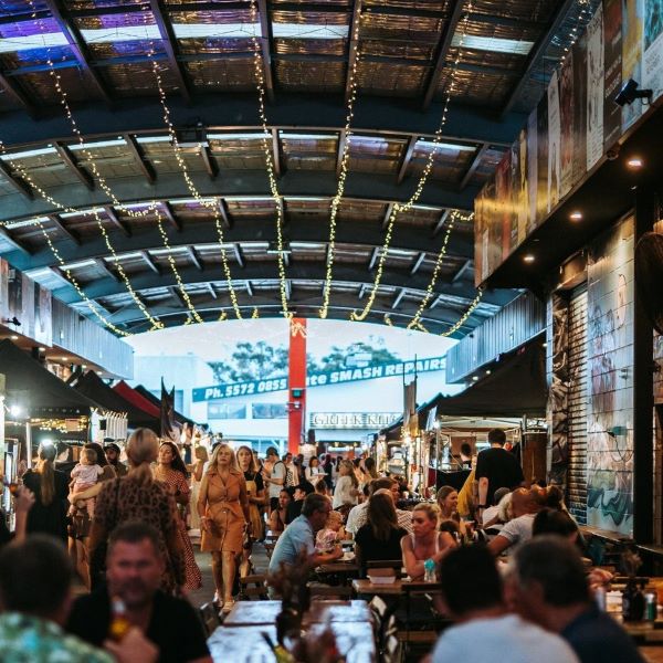 Inside hall of Miami Marketta night market on the Gold Coast