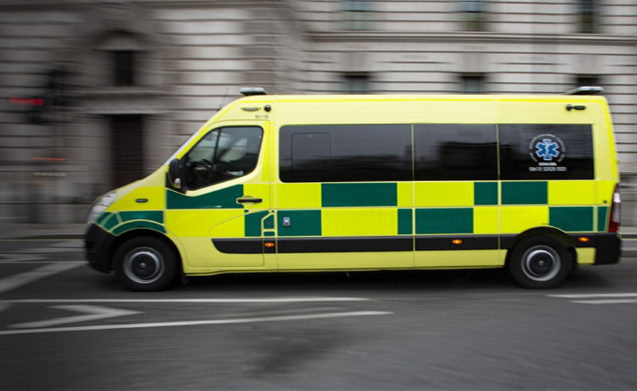 An ambulance driving