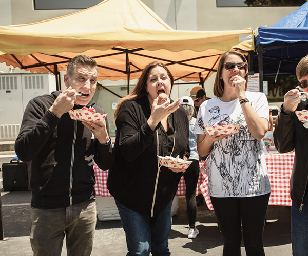 employees enjoying their food at a company event