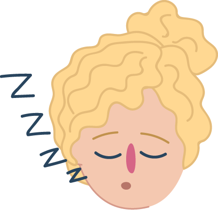 A person with their eyes closed and "zzzz" coming from their mouth