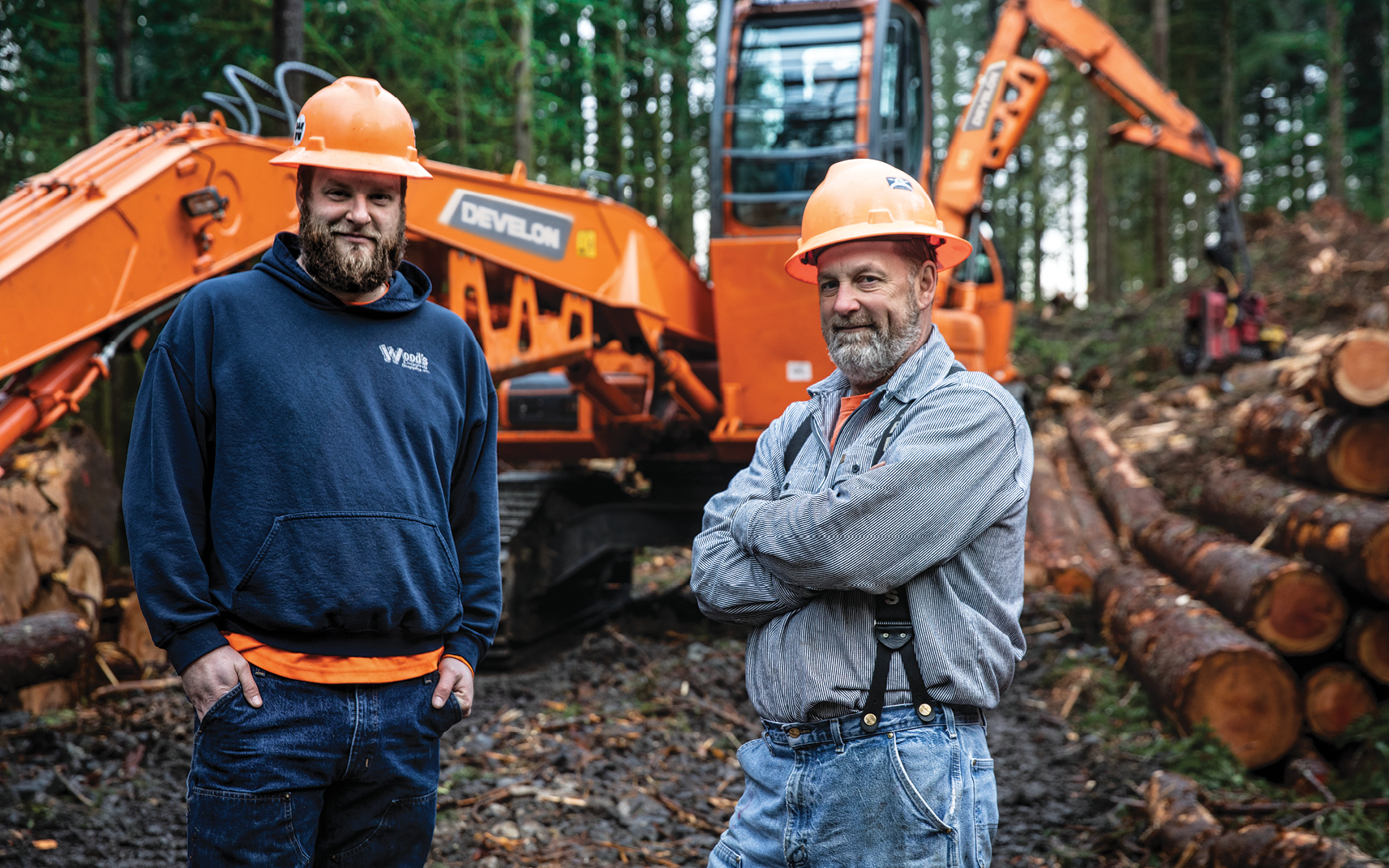 Shane and Jeff Hiett of Hiett Logging at a worksite in Washington.