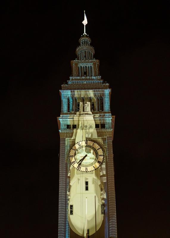 San Francisco's Ferry building get a glow-up for the holiday projection festival. 