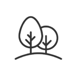 Icon of two trees on a hill