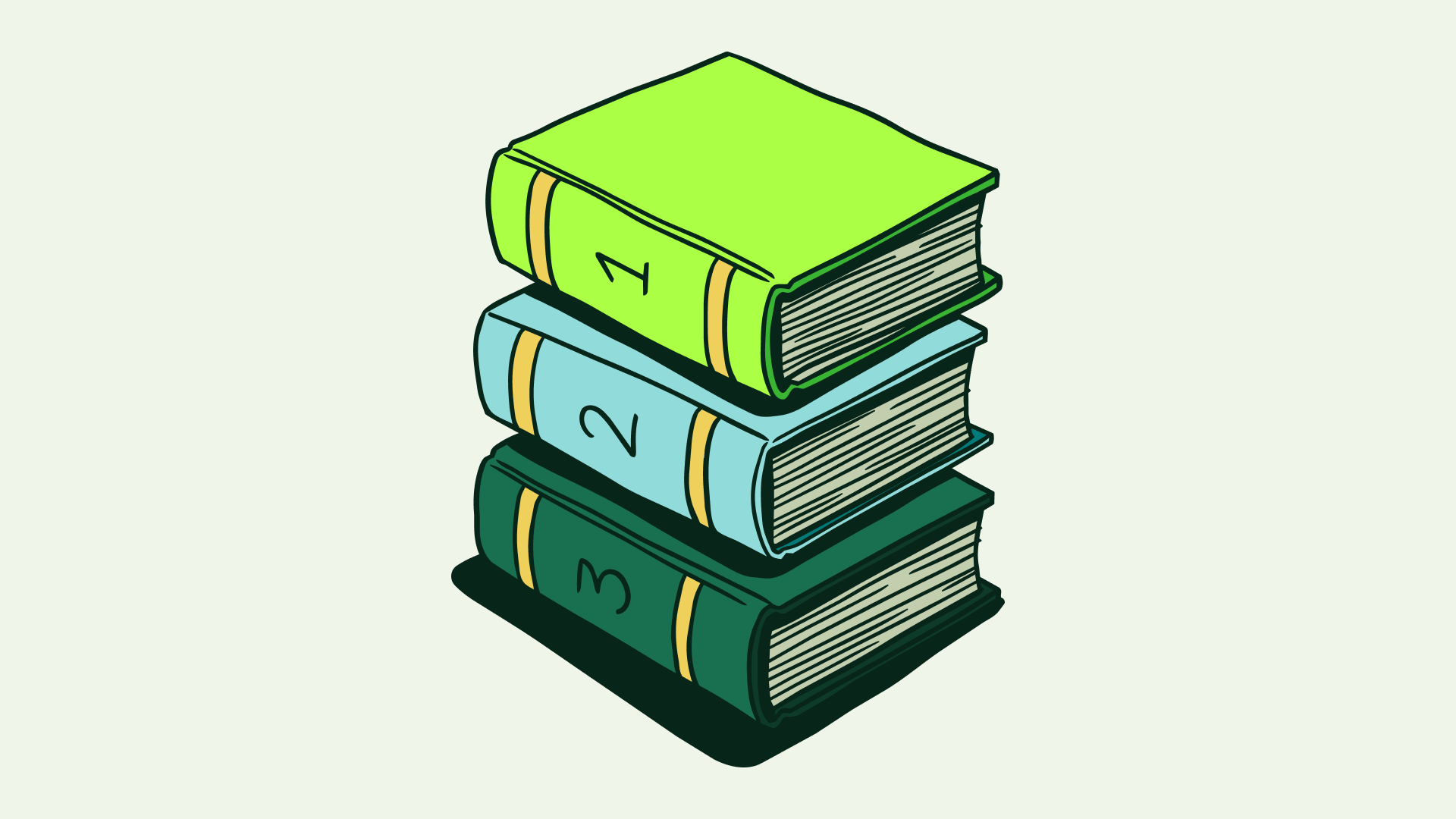 Illustration of three numbered books stacked in order, representing learnings from past campaigns