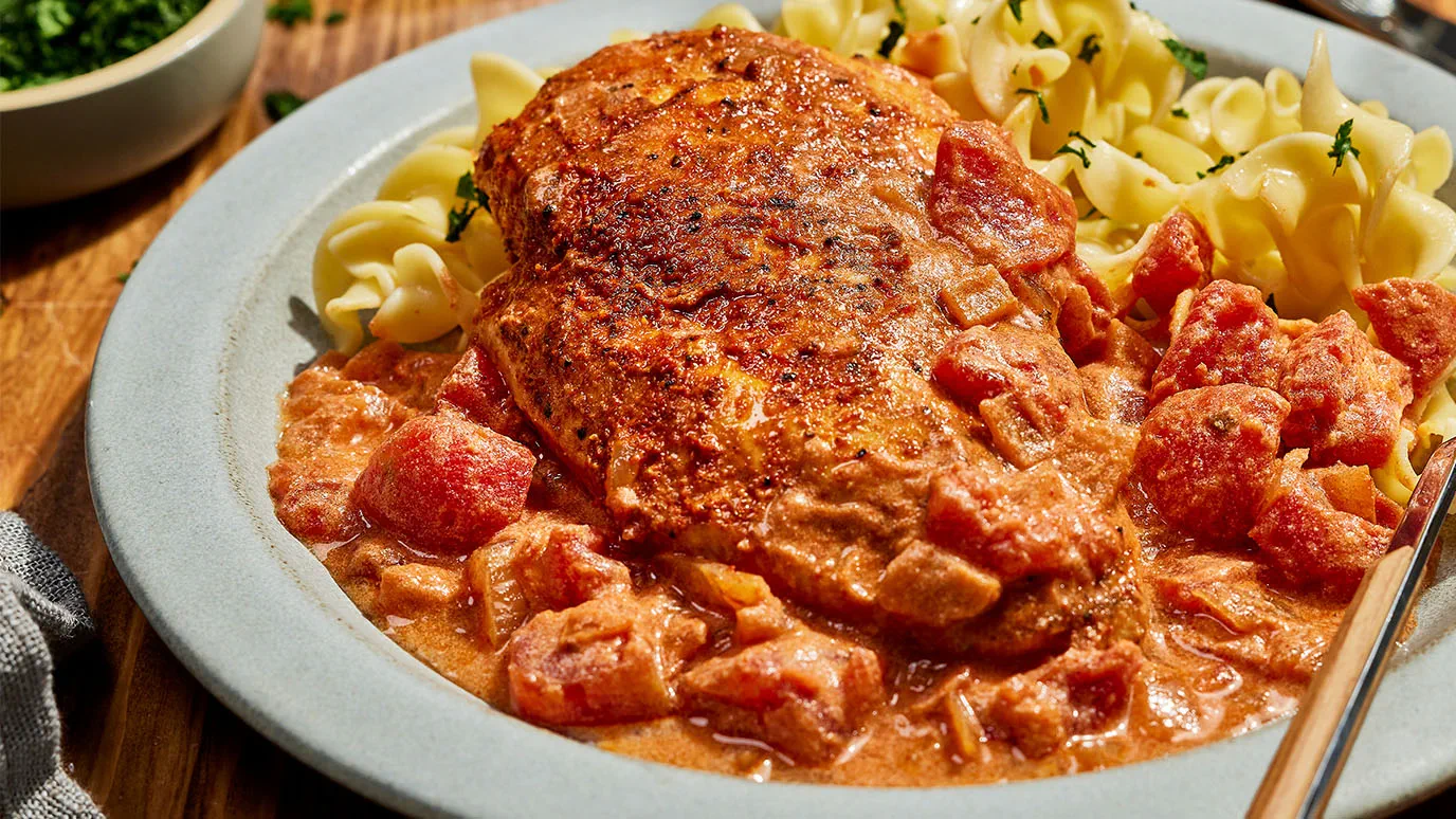 Plate of Classic Chicken Paprikash