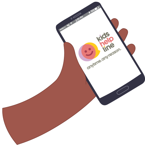 Illustration of a phone dialling Kids Helpline