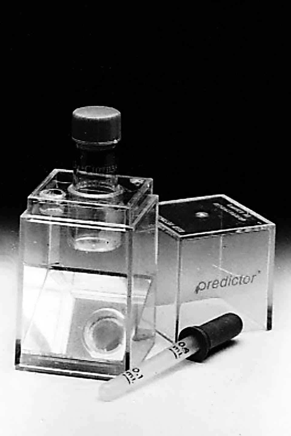 A black and white photograph of the prototype for Predictor.
