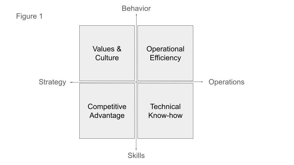 Training quadrants - Behavior and Skills, Operations and Strategy