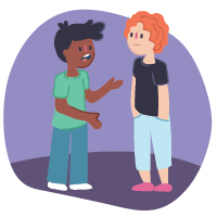 Person talking to another person 