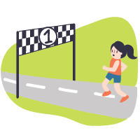 Person running towards a finish line