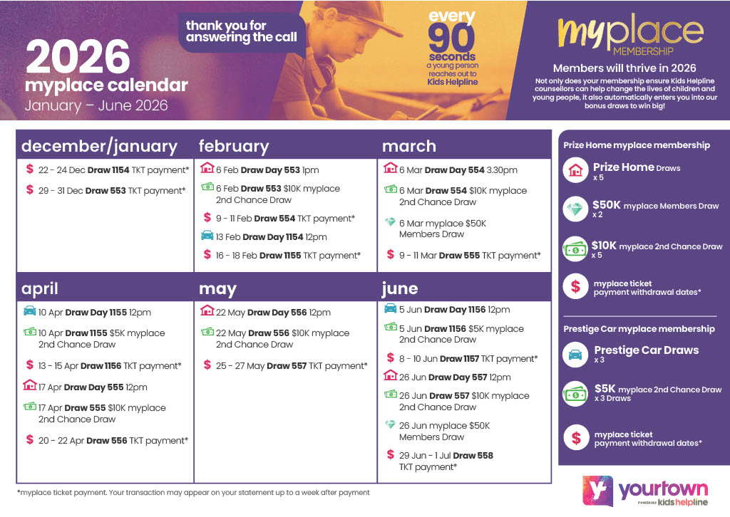 2026 myplace calendar - jan to june