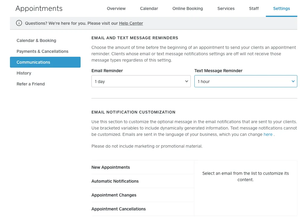 Appointments dashboard
