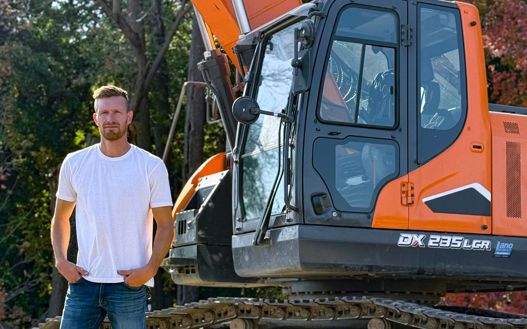 Matt Quinnell of Advanced Wall Structures and his DEVELON DX235LCR-7 excavator.