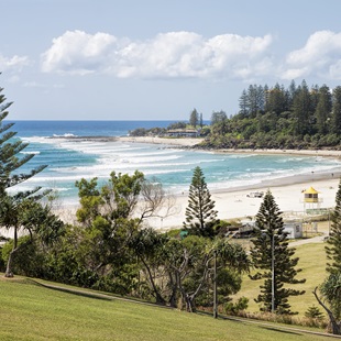 View of Coolangatta Beach and Snapper Rocks from Kirra Point Lookout, Gold Coast