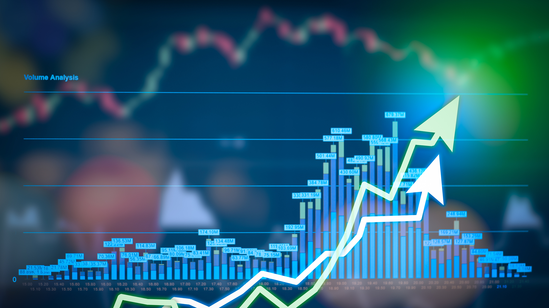 Stock market digital graph chart on LED display concept. A large display of daily stock market price and quotation. Indicator financial forex trade education background.