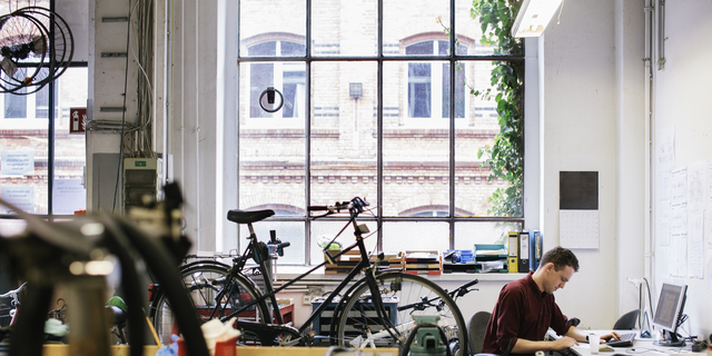 Bicycle Workshop Technician Doing Administrative Work