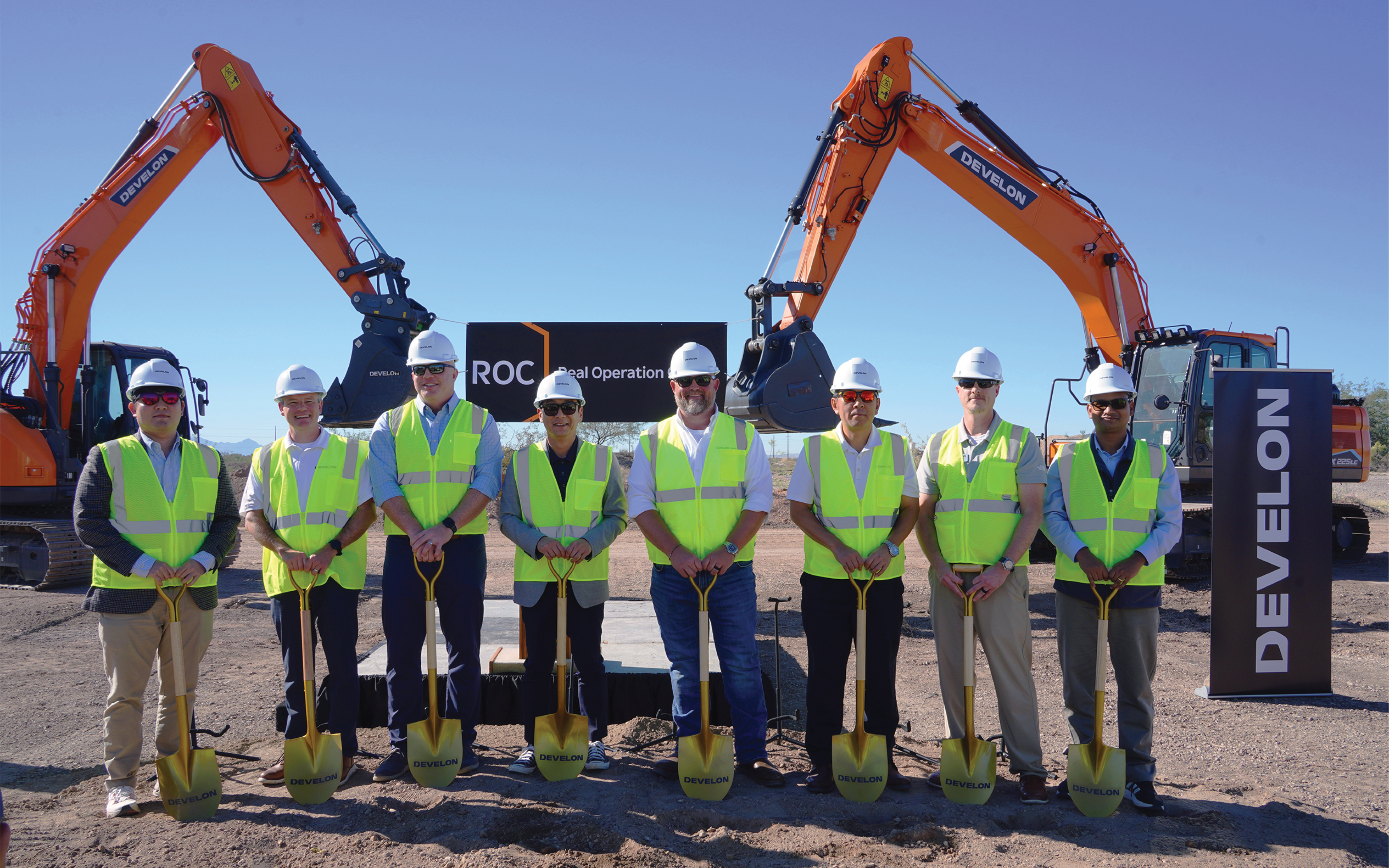 DEVELON employees are pictured at the groundbreaking ceremony for the new HD Construction Equipment Real Operation Center.