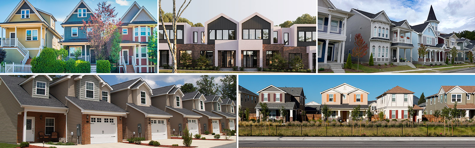 A collage of different types of houses 