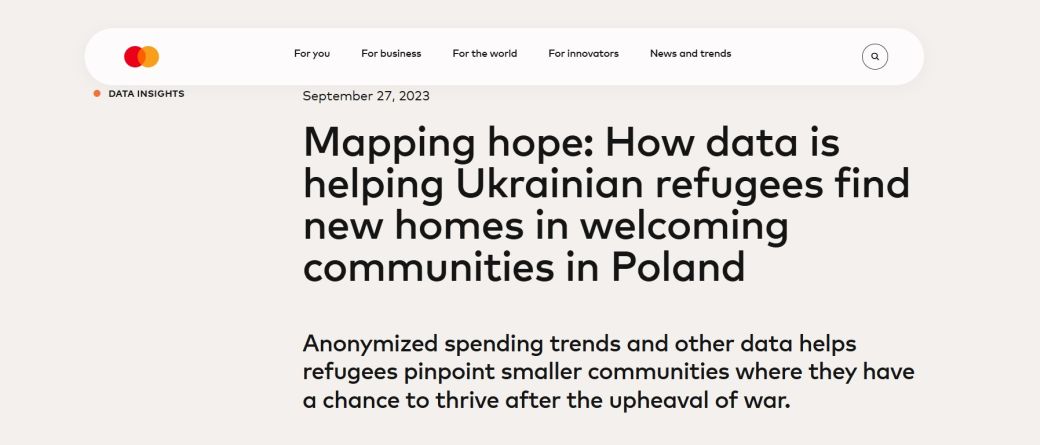 2022年7月に公開された「Where to Settle」を紹介するMastercard公式記事より。匿名化データと統計を組み合わせ、5週間で稼働したと説明。ユーザーデータは保持しないとしている。  出典：Mastercard公式記事