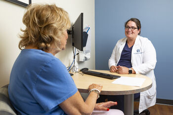 Nurse practitioner Heather Freeman helps older patients get in shape for surgery as part of Moffitt’s Geriatric Perioperative Optimization Clinic.