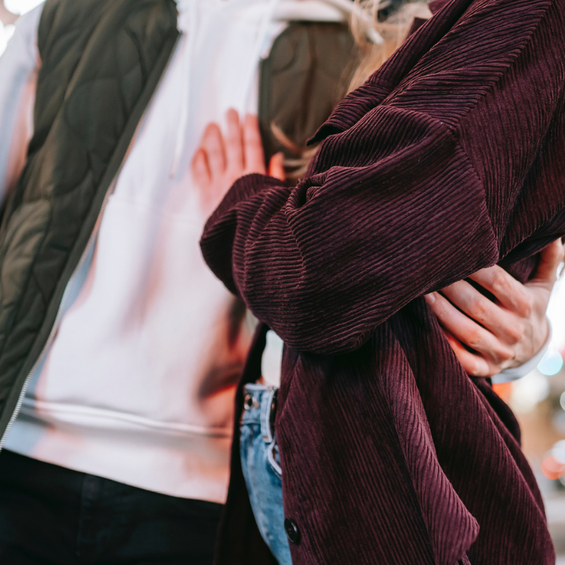Couple in an embrace | | Winter date night at Watergardens