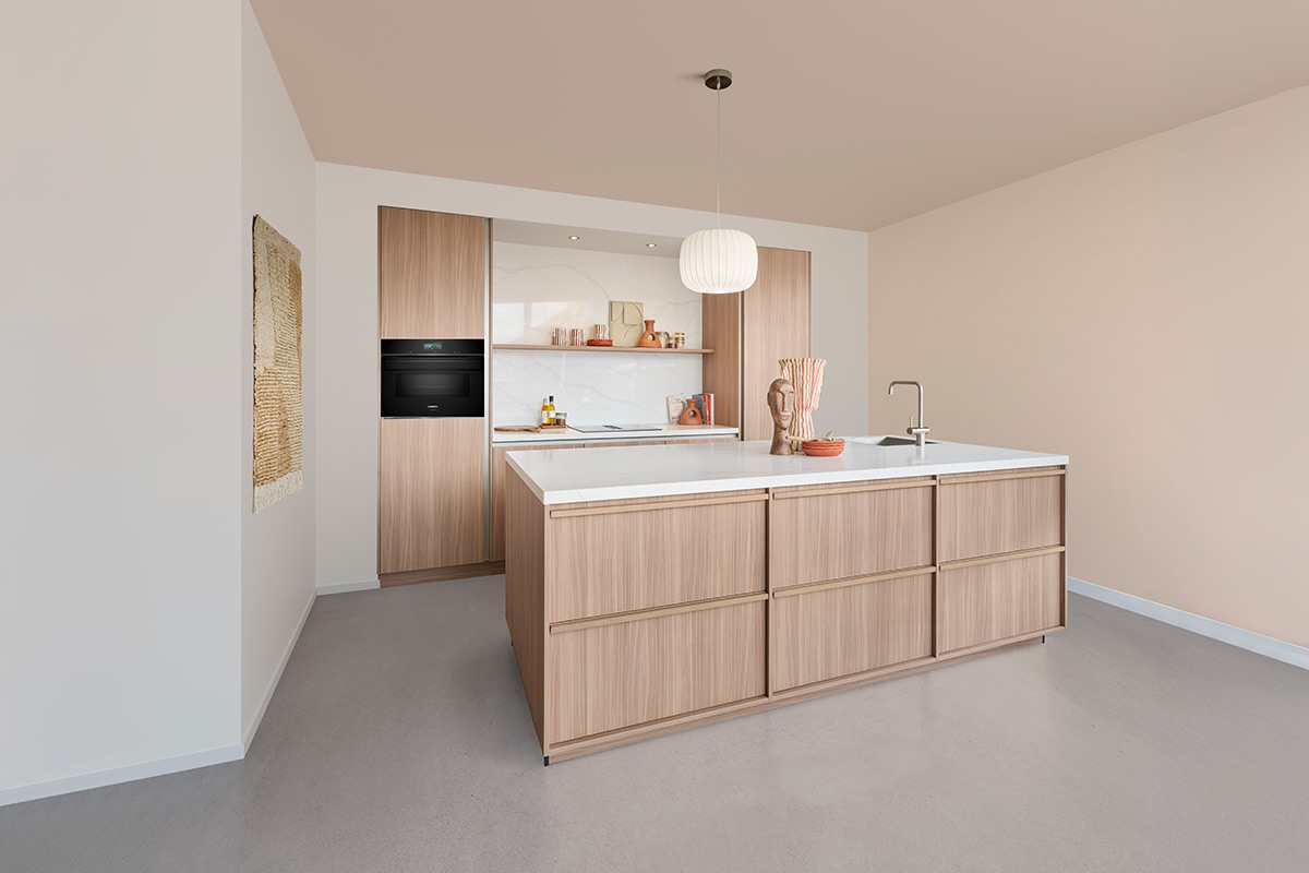 Keuken XGL Mirall-7100: design met eiland & Siemens