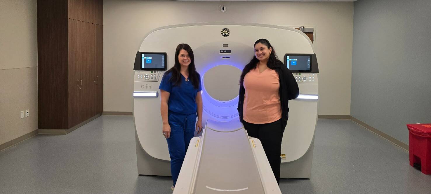 Nuclear medicine technologists Carie Huey, left, and Gerrie Estrada share what makes the new digital PET/CT scan at Speros stand out.