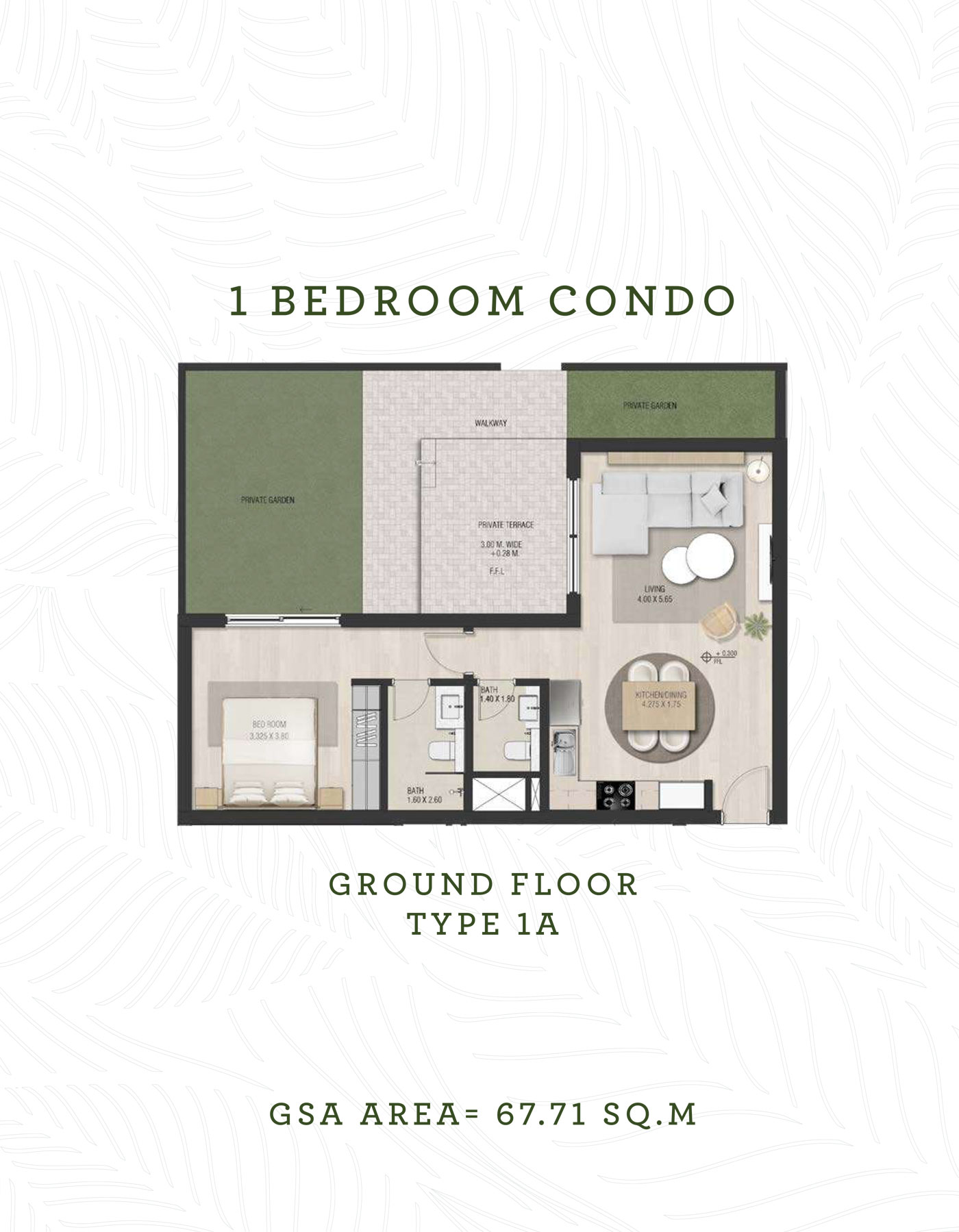 The Sustainable City Yas Island 1 bedroom typeA floor plan