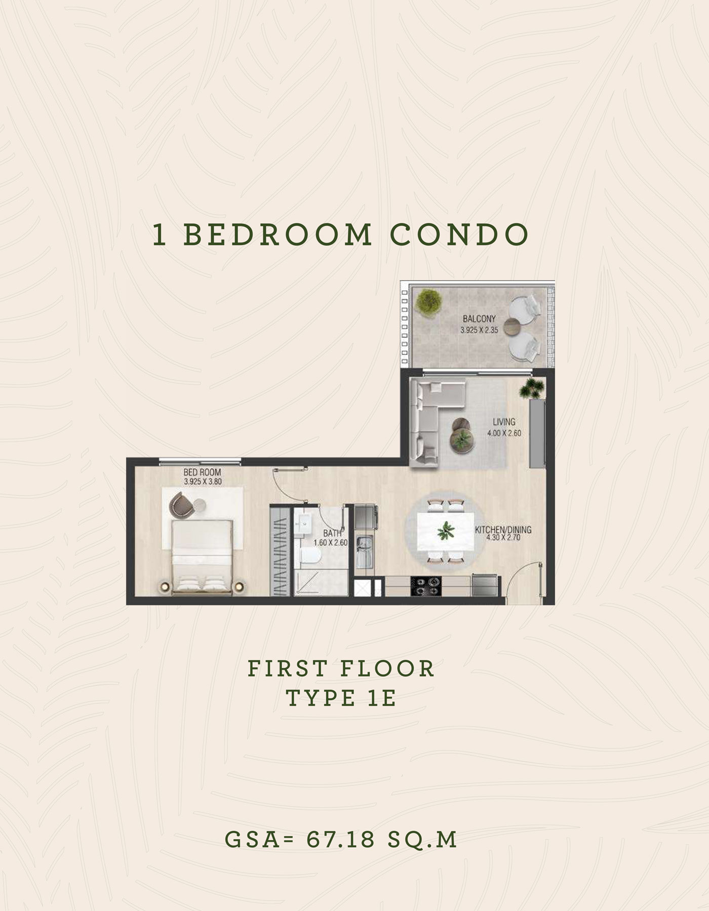 The Sustainable City Yas Island 1 bedroom typeD floor plan