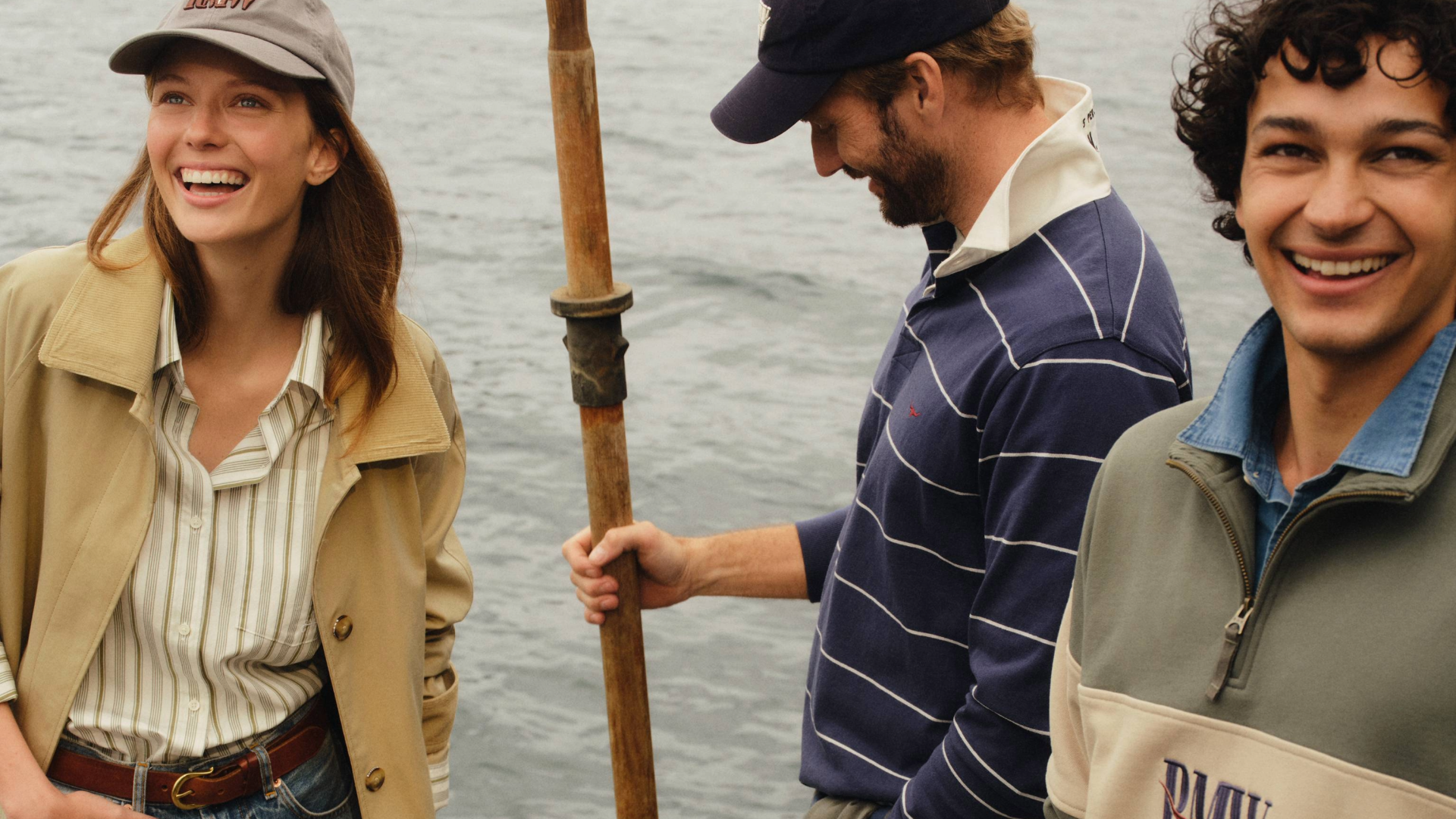 Three people wearing R.M. William heritage clothing