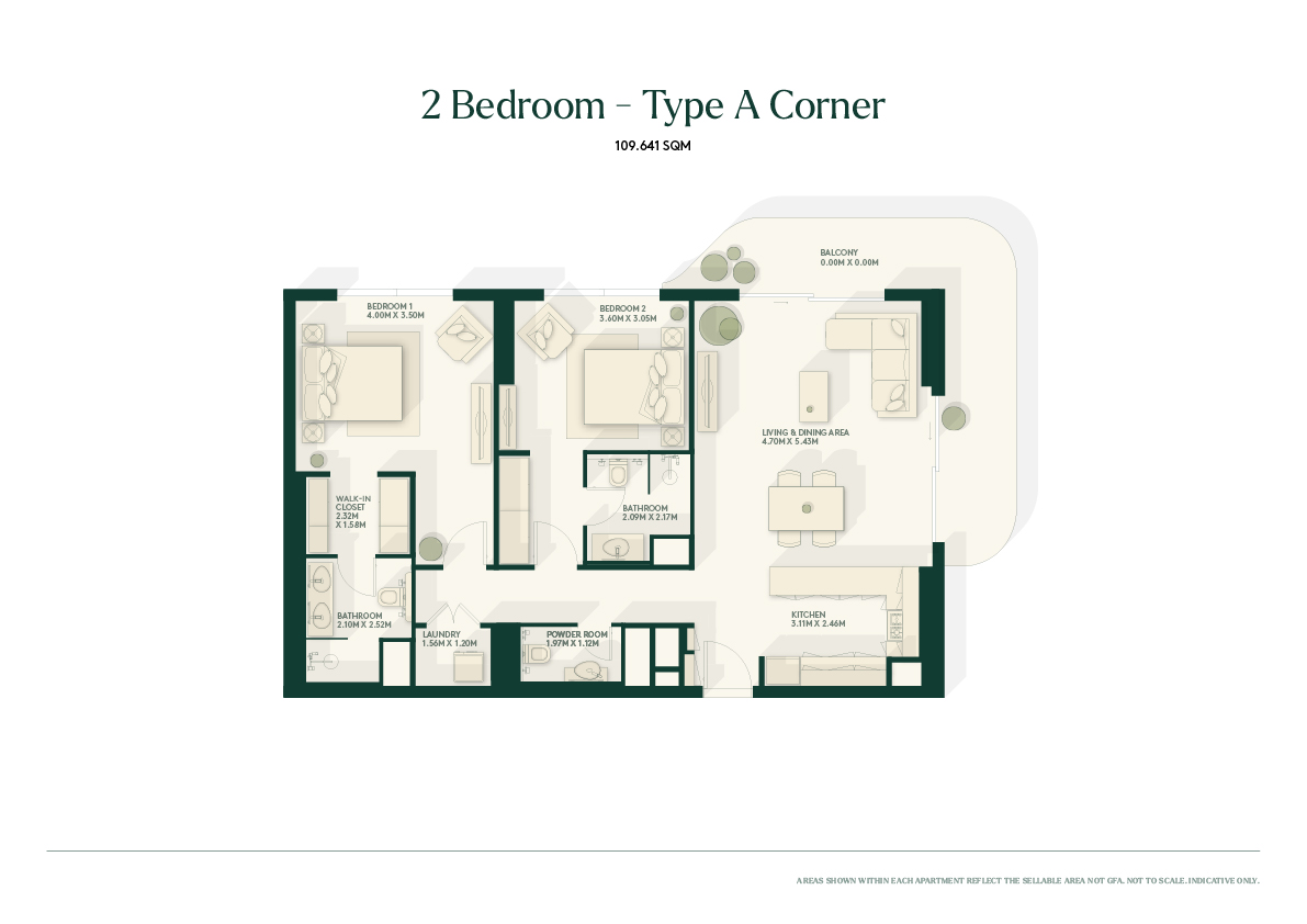Gardenia Bay 2 bedroom apartment typeA floor plan