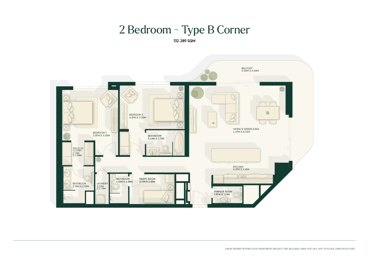 Gardenia Bay 2 bedroom apartment typeC floor plan