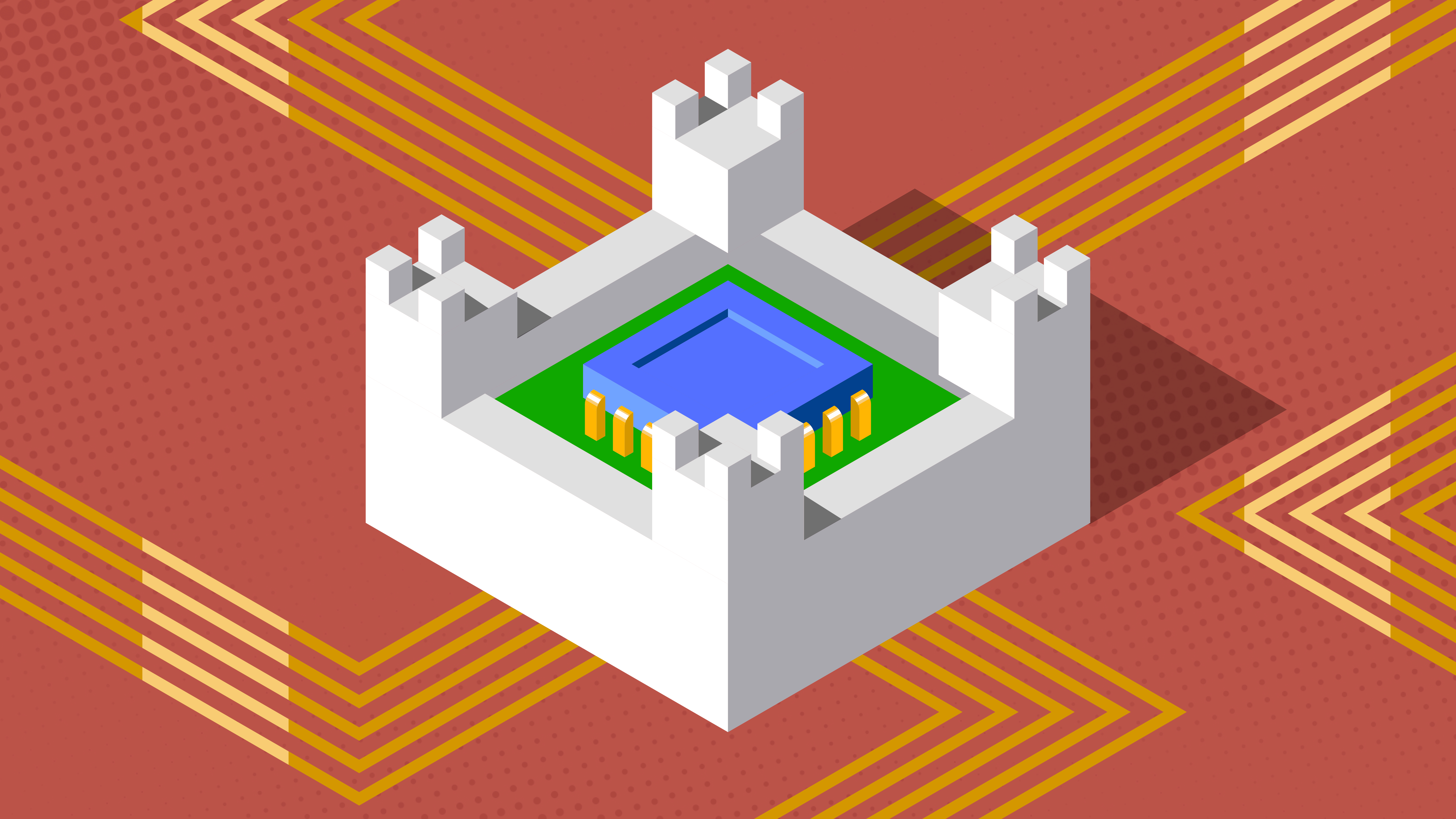 Illustration of a circuit board on a orange background