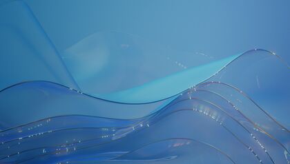 3D blue glassy abstract waves